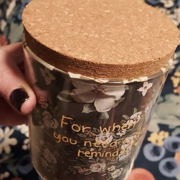 Other - Floral Reminder Jar with Cork Lid And 50 Reminder Strips - Handmade